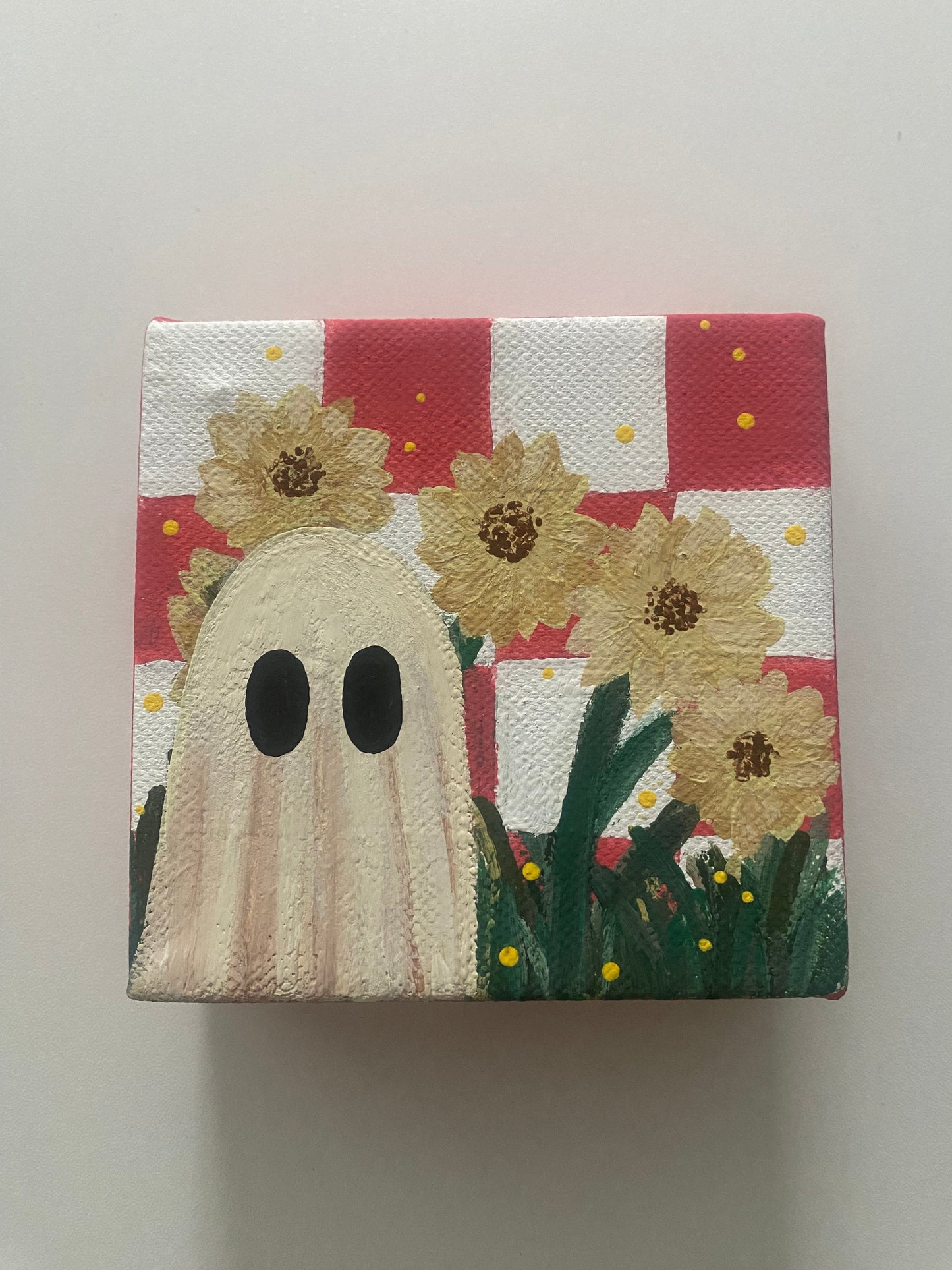Checked flower ghost painting