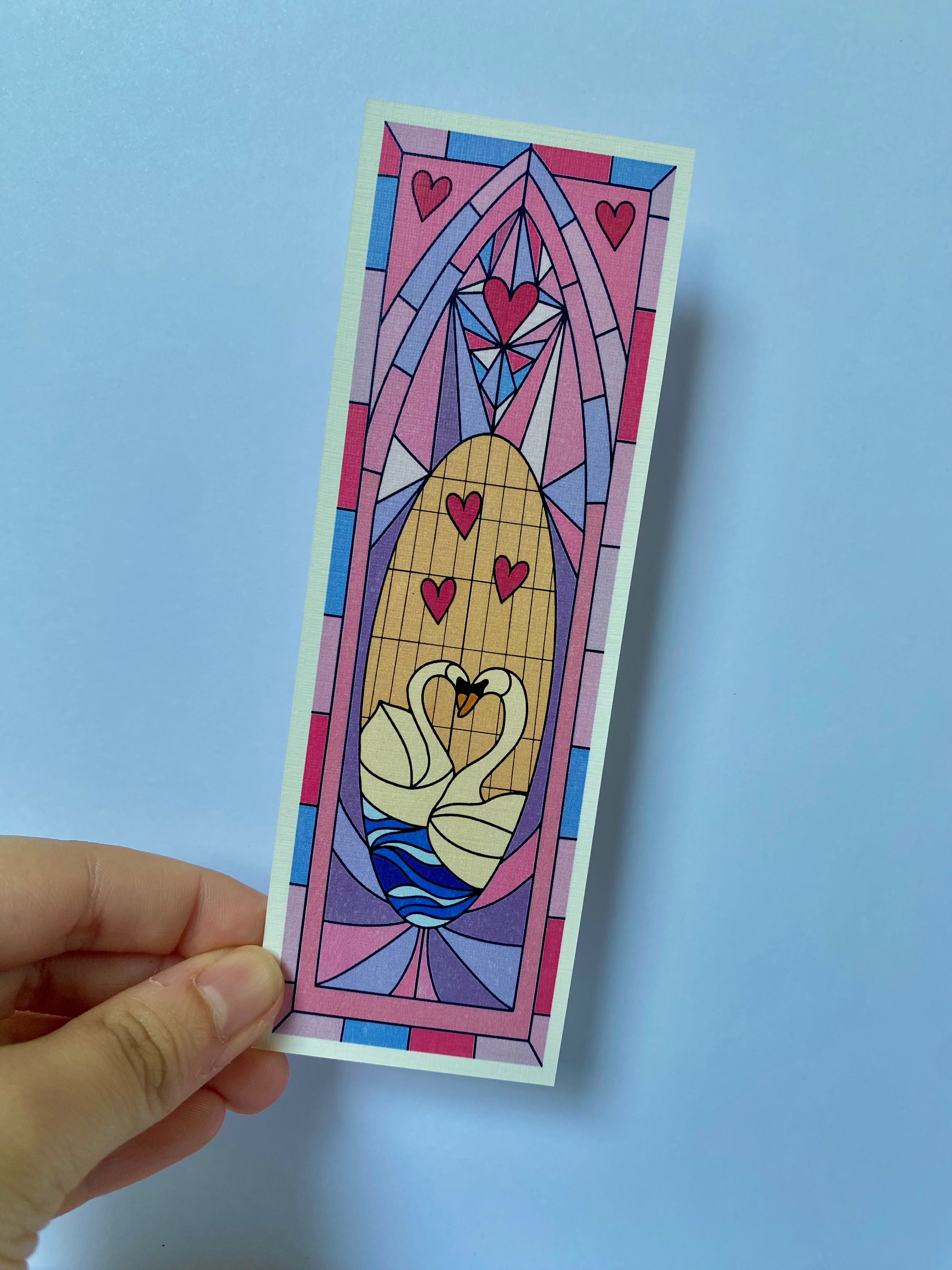 Stain Glass Swans Bookmark