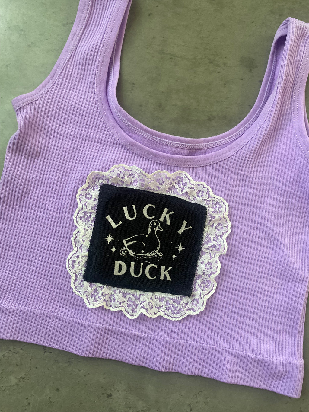Upcycled Cropped Lace patch work tank