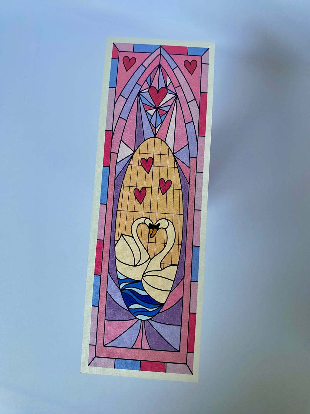 Stain Glass Swans Bookmark