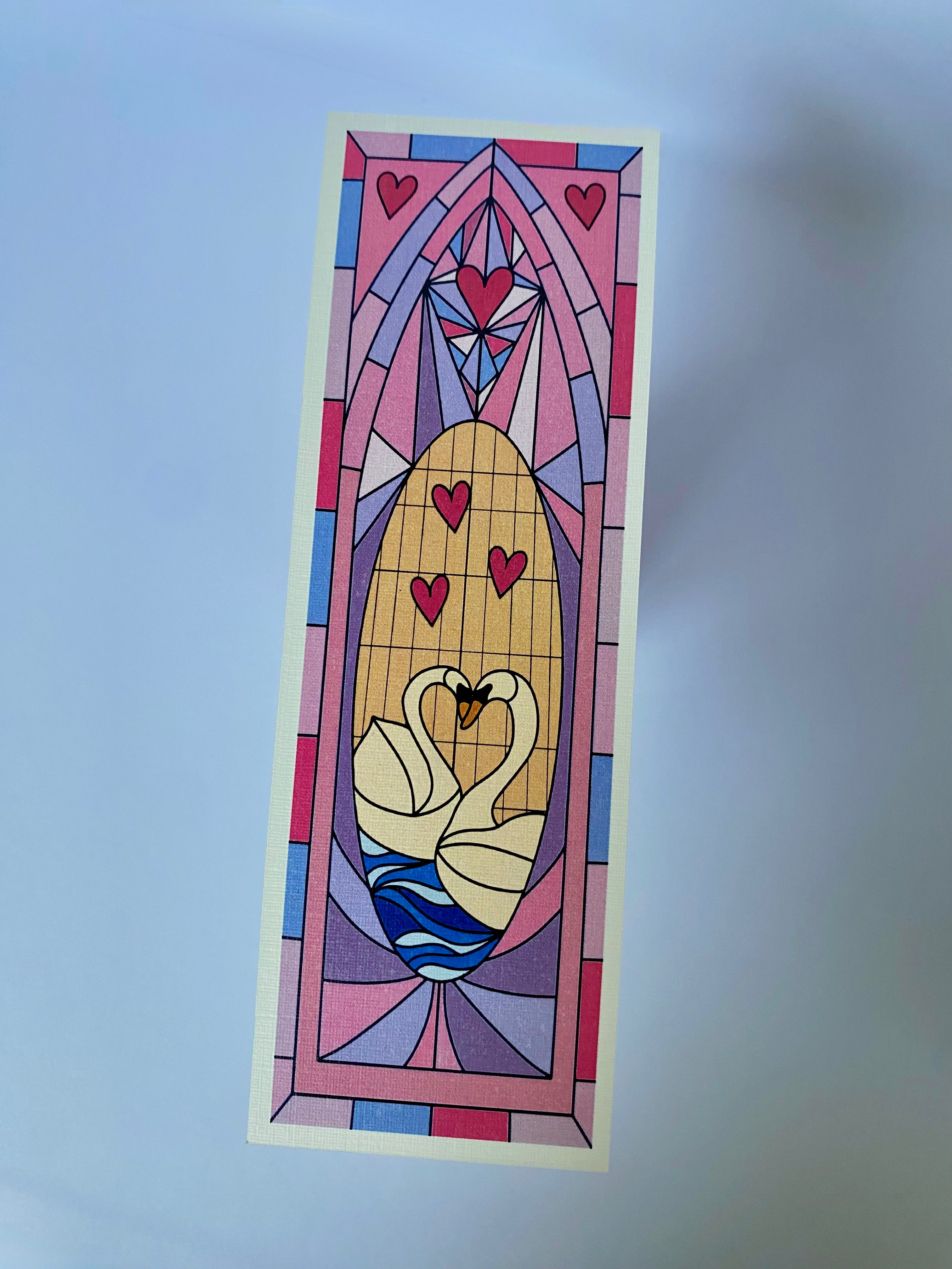 Stain Glass Swans Bookmark