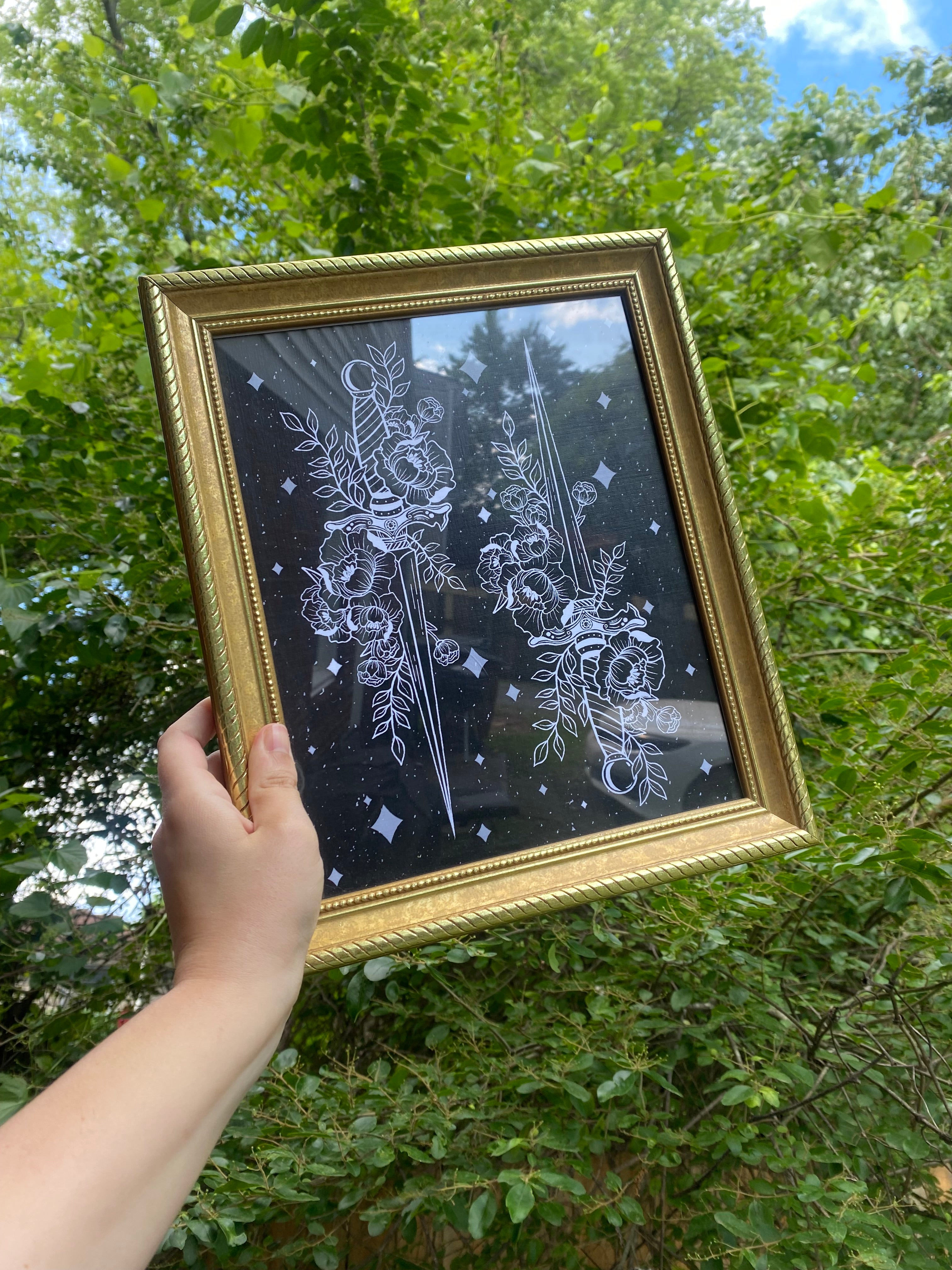 Framed Double Dagger Print