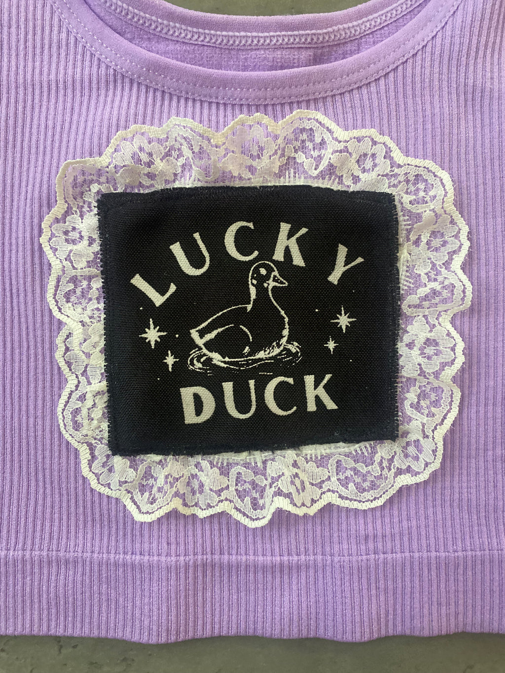 Upcycled Cropped Lace patch work tank