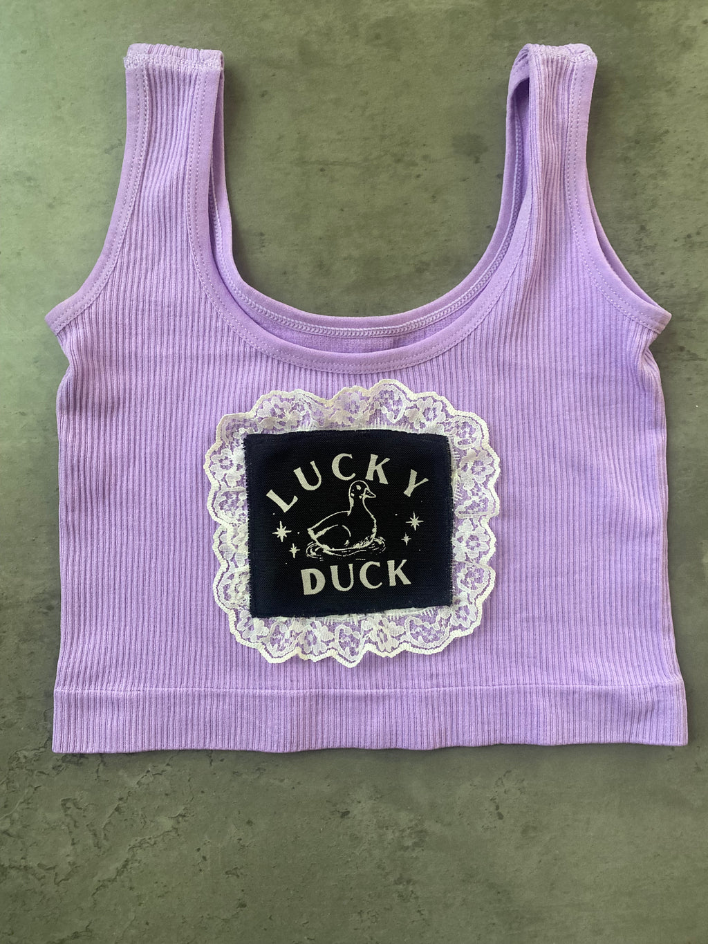 Upcycled Cropped Lace patch work tank