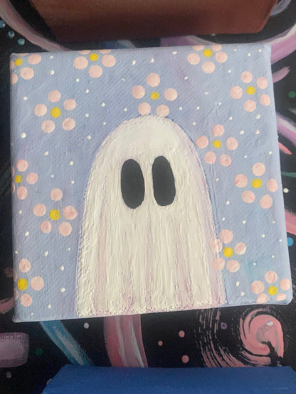 Pink Daisy Ghost painting