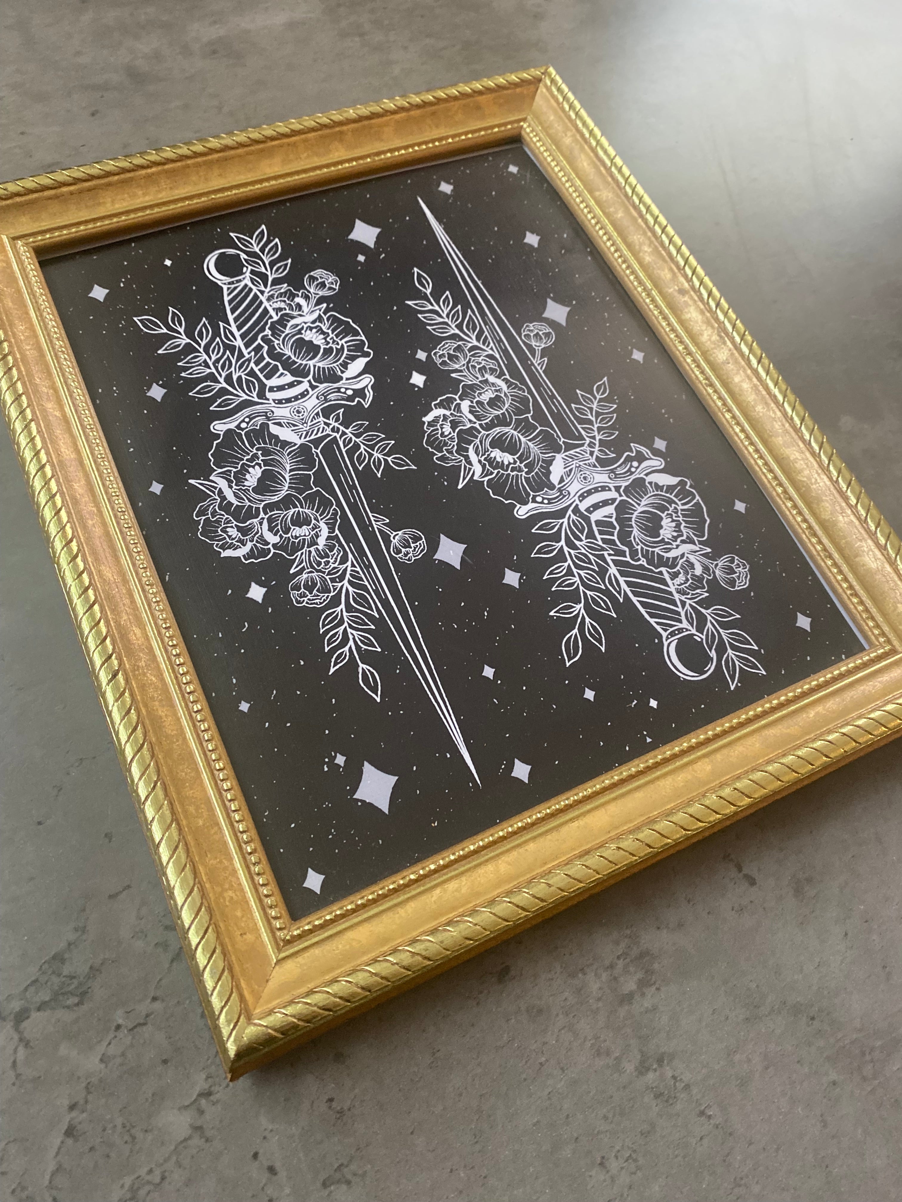 Framed Double Dagger Print
