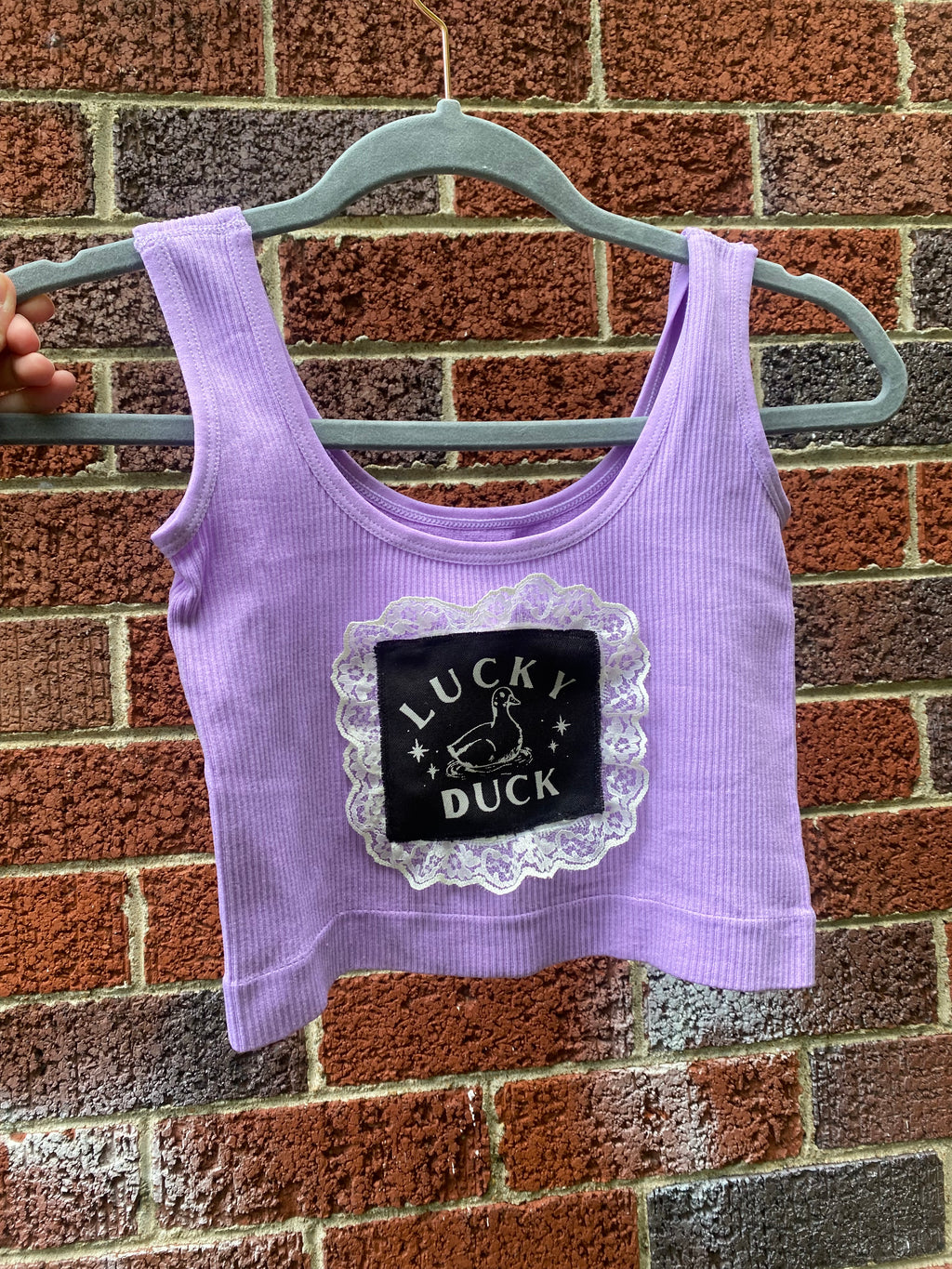 Upcycled Cropped Lace patch work tank