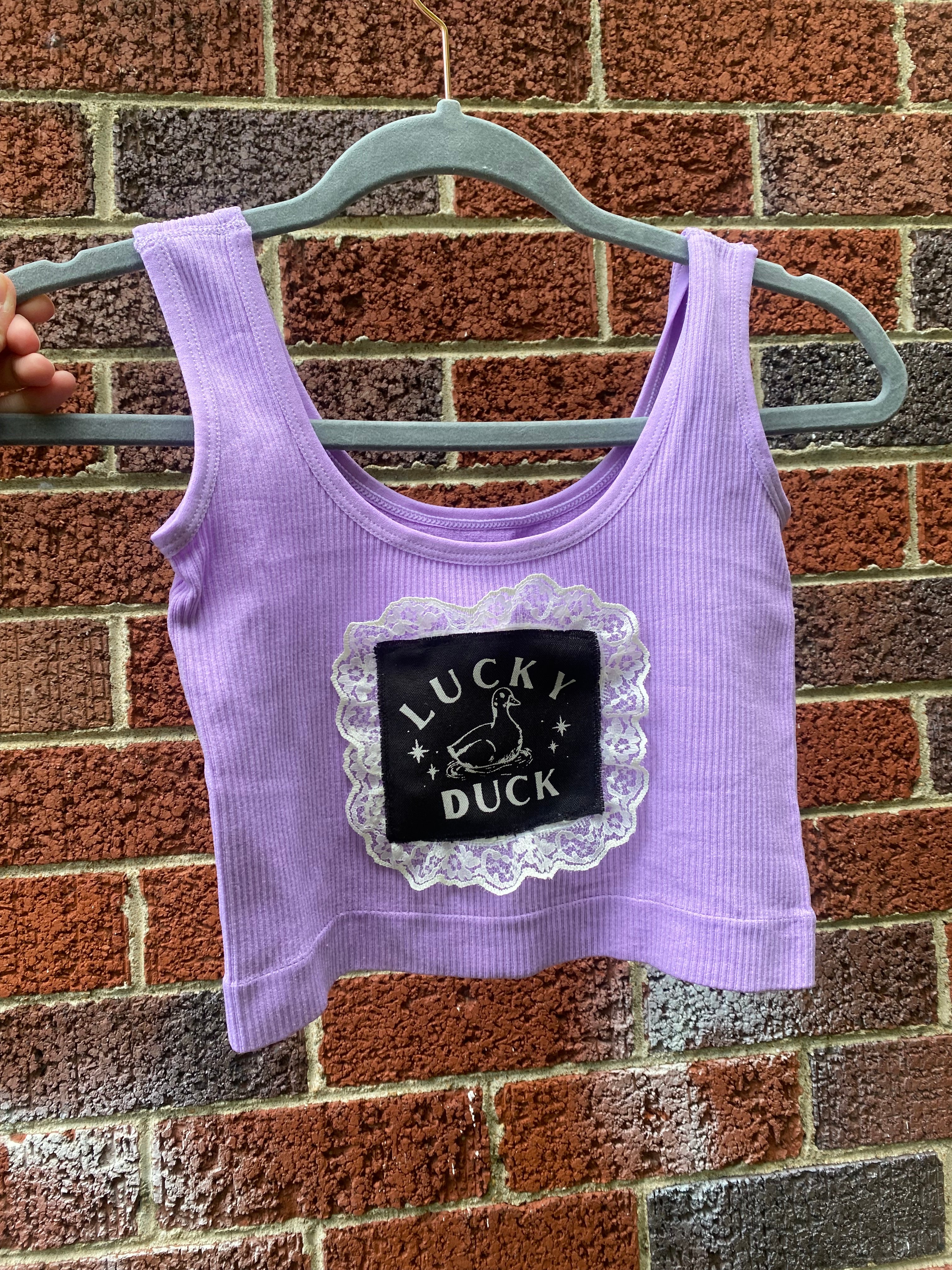 Upcycled Cropped Lace patch work tank