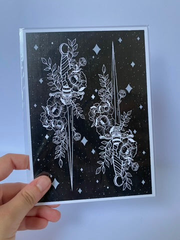 Floral Dagger Print