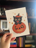 Vintage cat halloween print