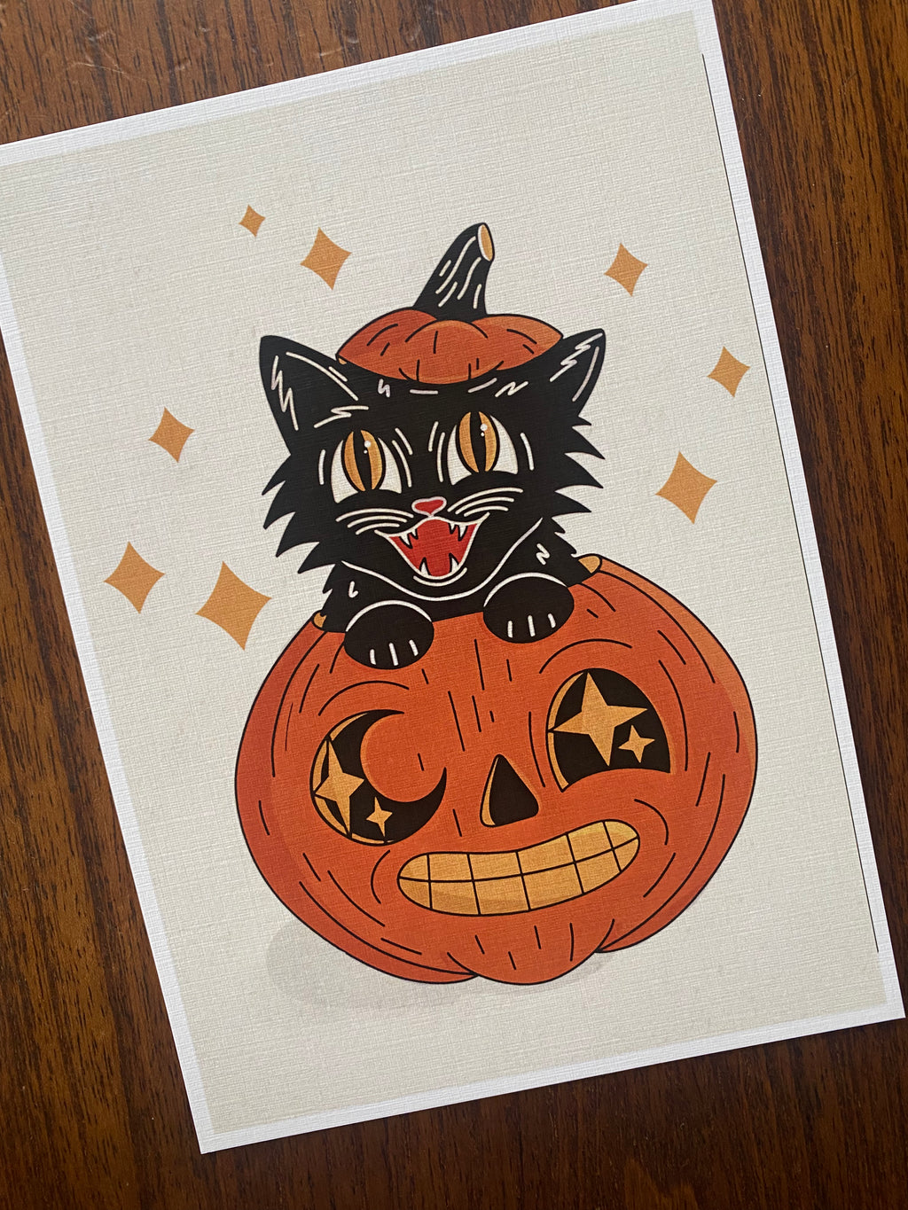Vintage cat halloween print