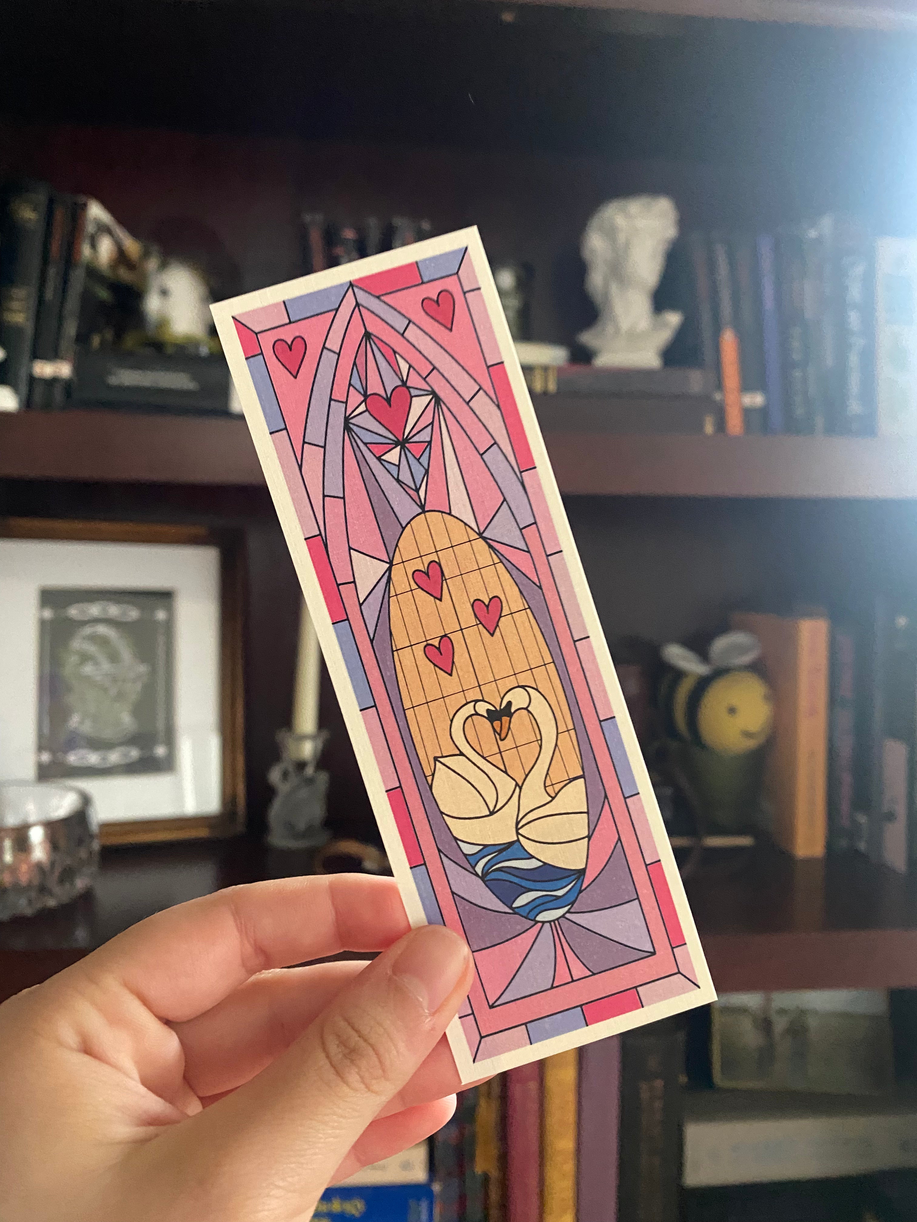 Stain Glass Swans Bookmark
