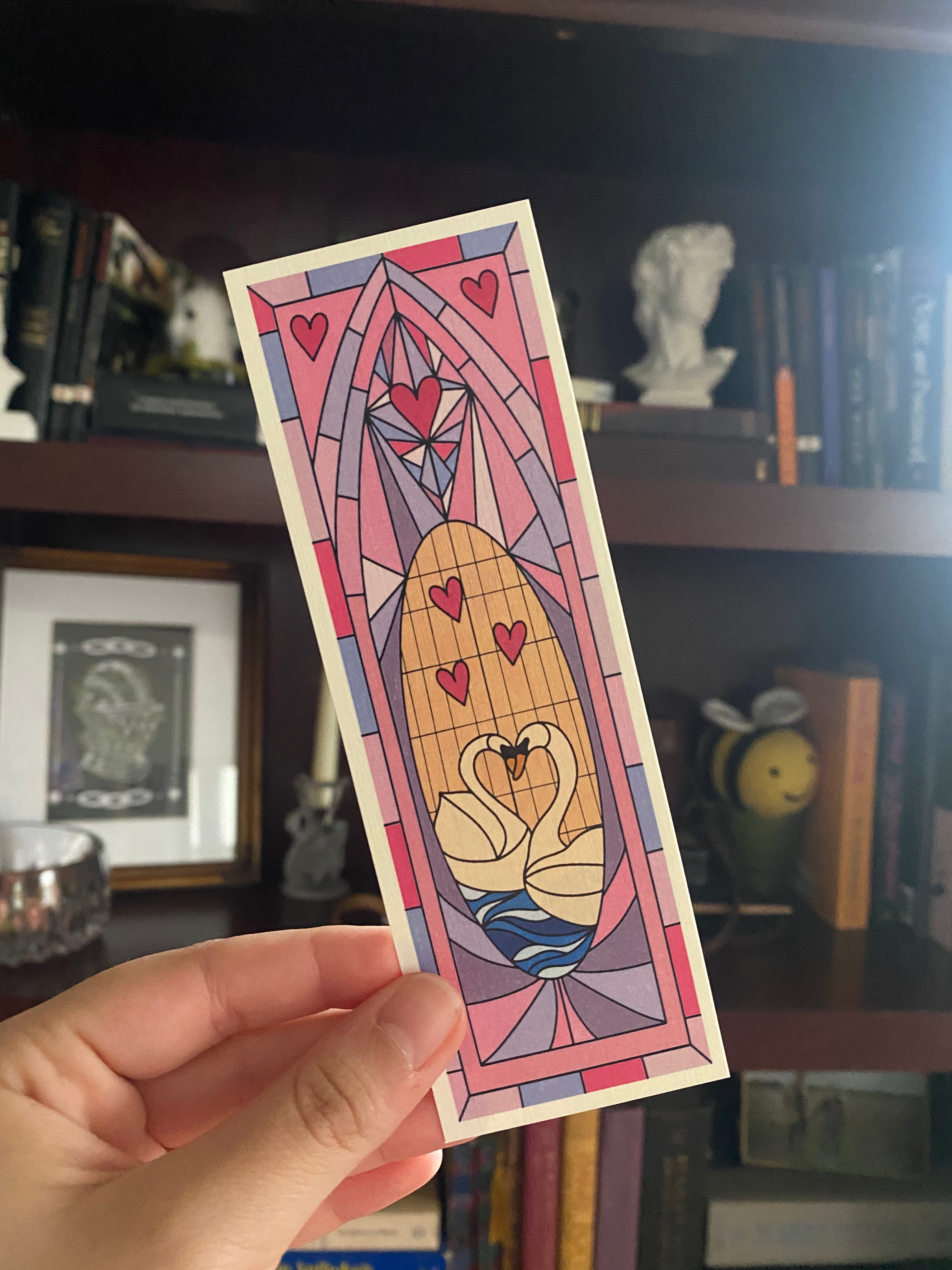 Stain Glass Swans Bookmark