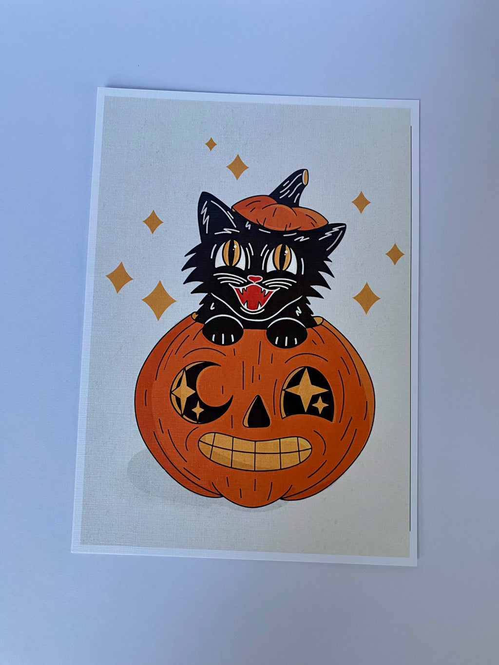 Vintage cat halloween print