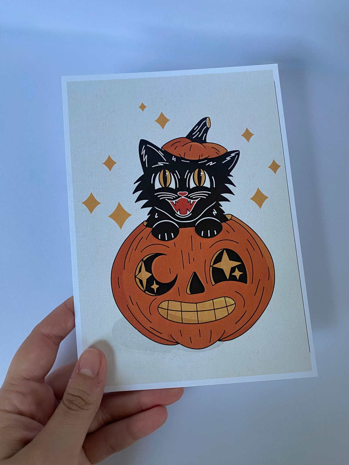 Vintage cat halloween print