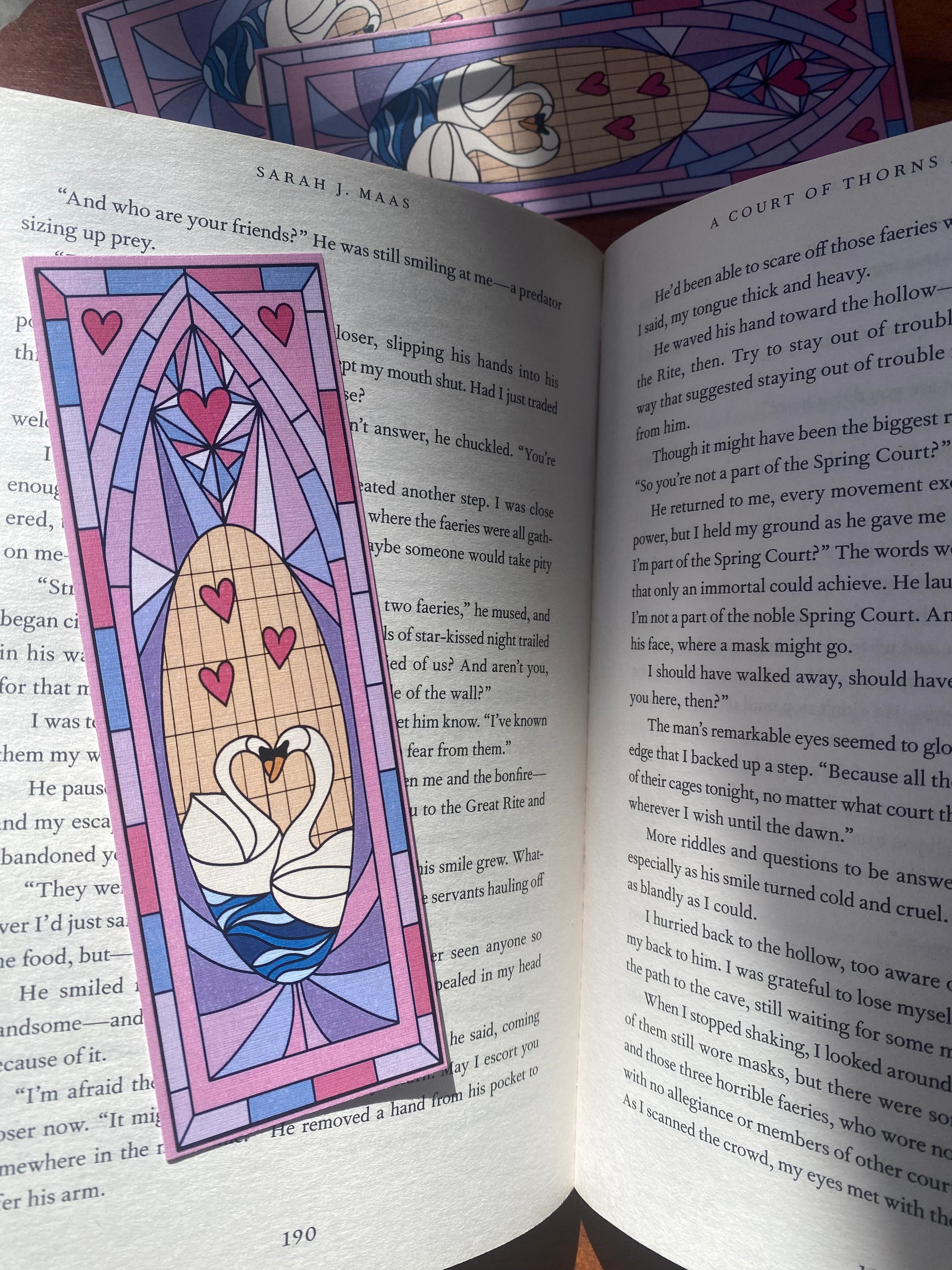 Stain Glass Swans Bookmark