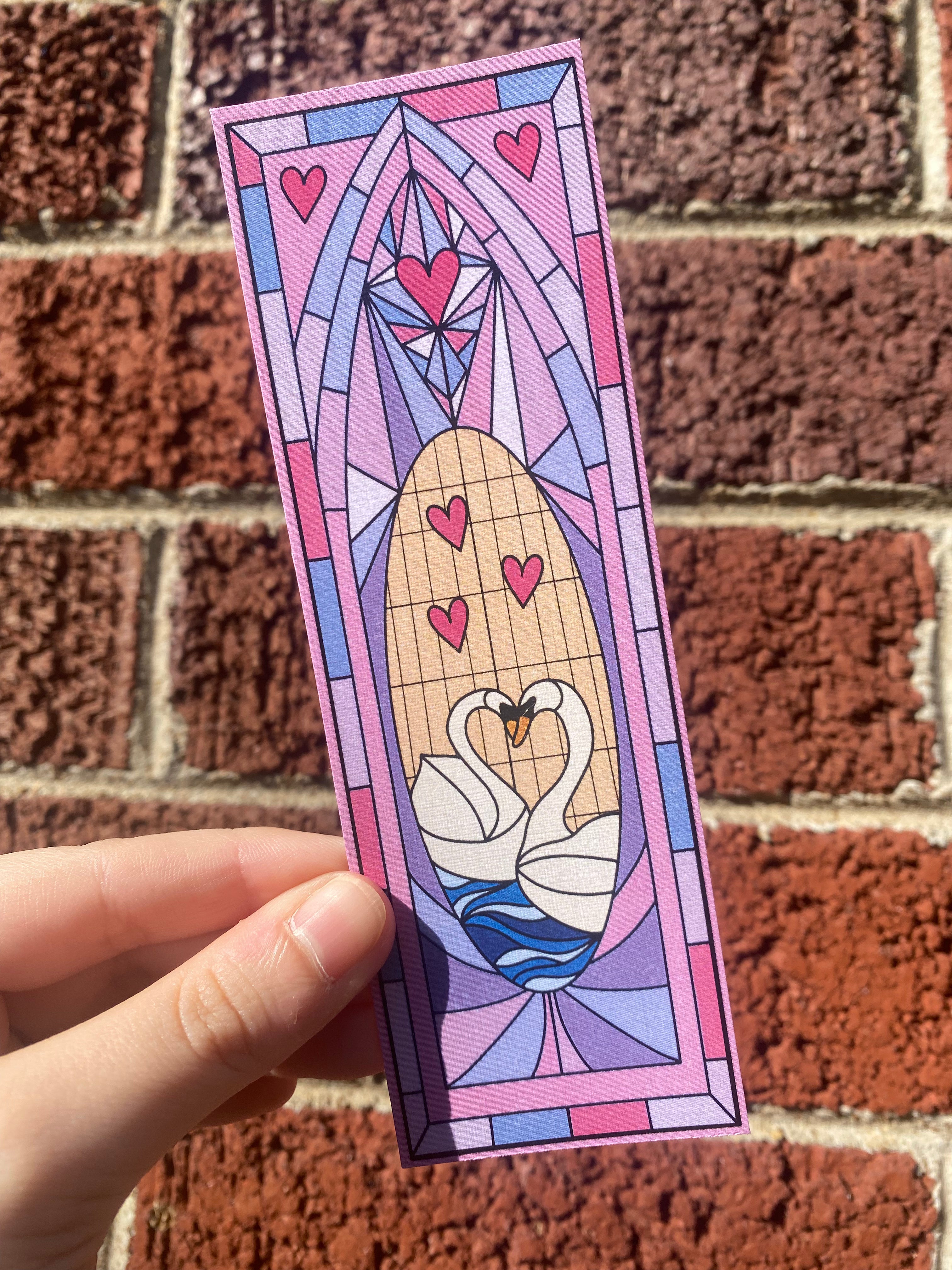 Stain Glass Swans Bookmark