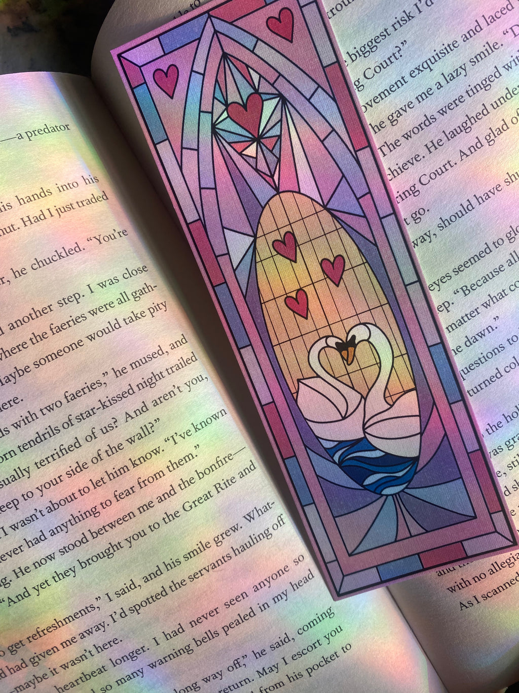 Stain Glass Swans Bookmark