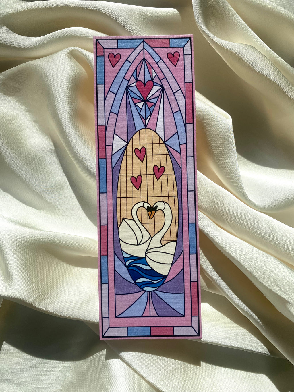 Stain Glass Swans Bookmark