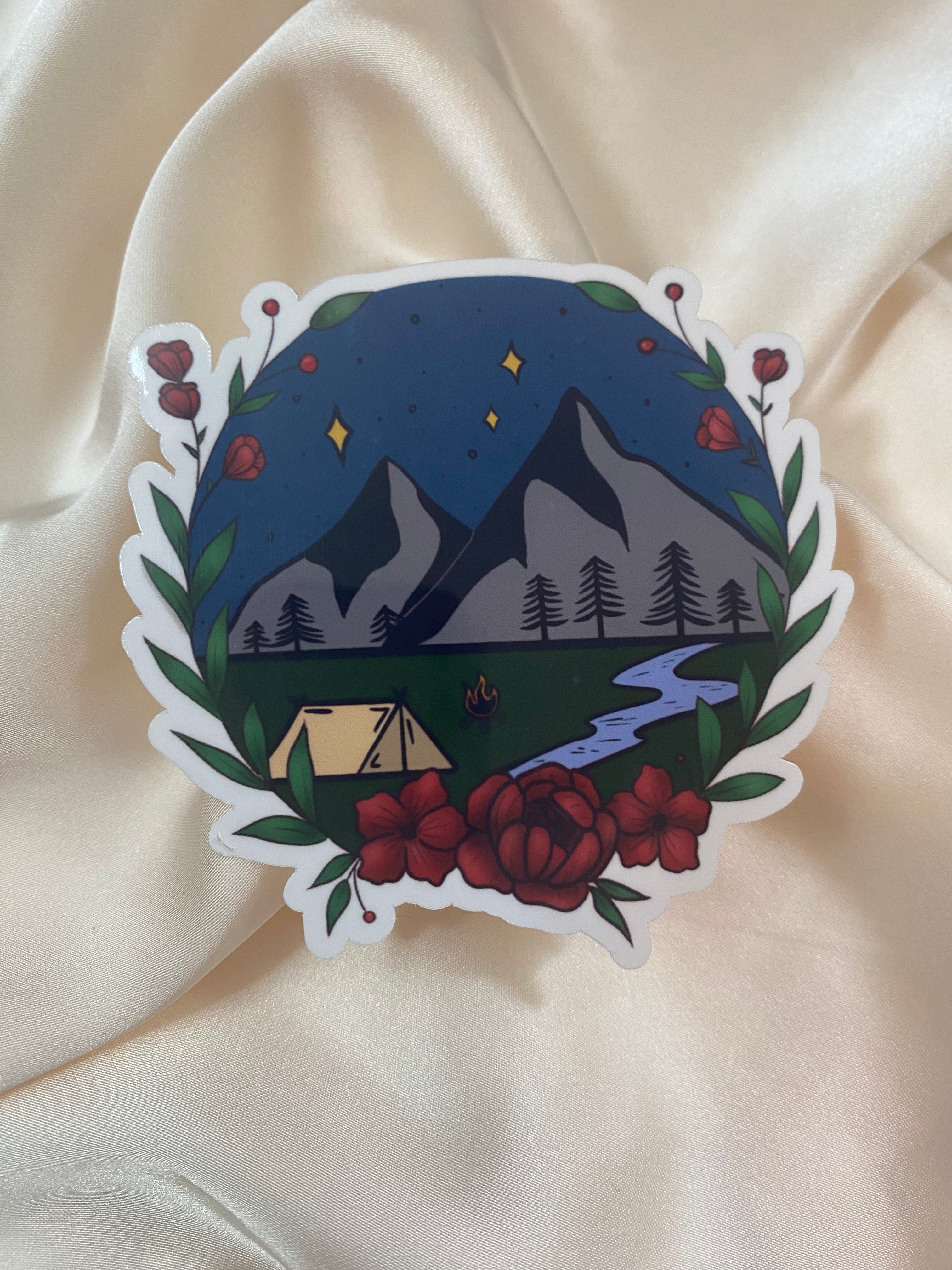 Camping Scene Sticker
