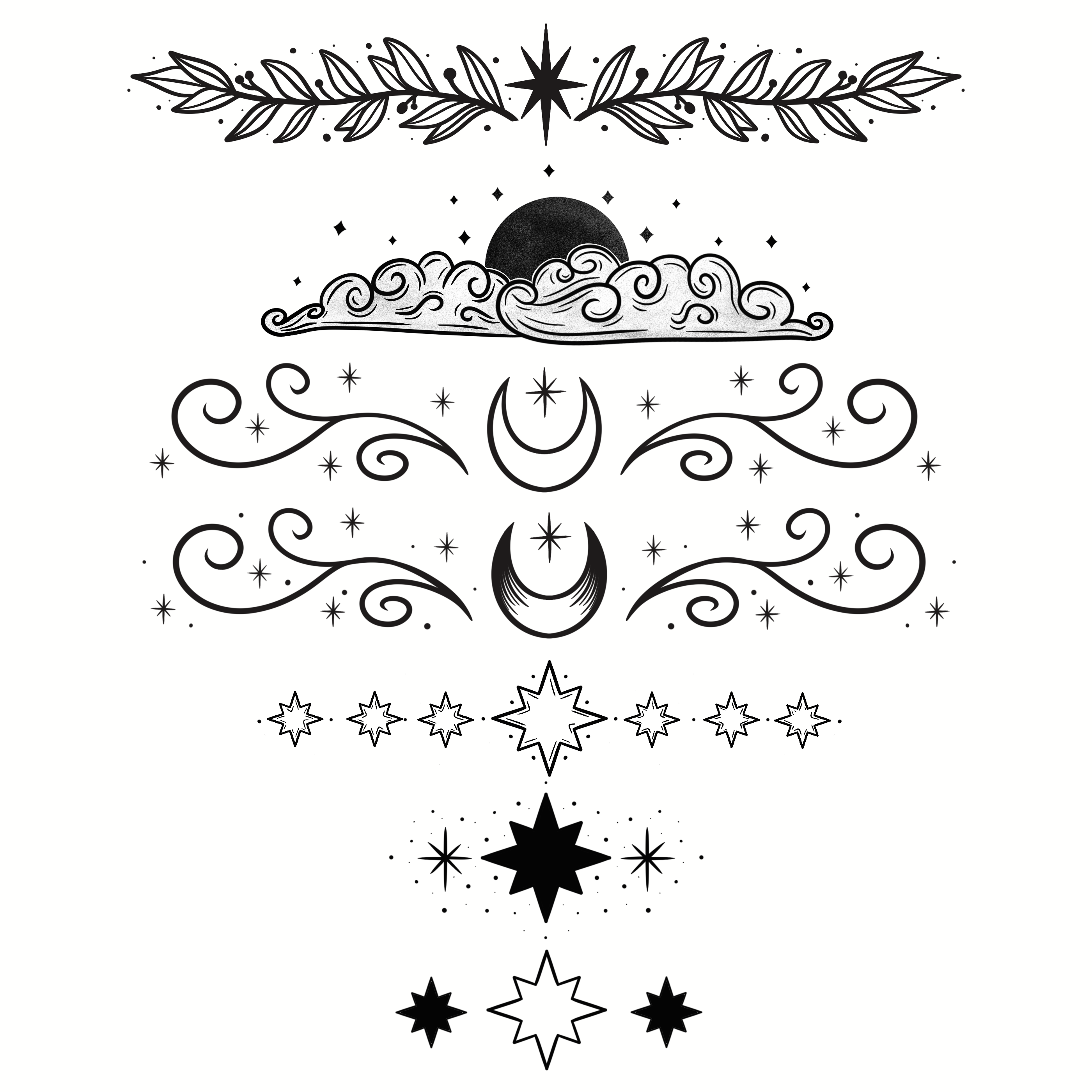 Moon and Stars chapter headers