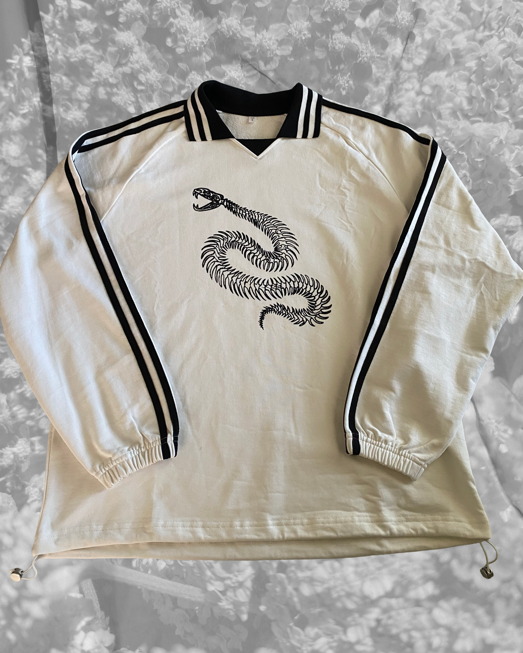 Snake Contrast Striped Lapel Collar Sweatshirt PREORDER