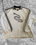Snake Contrast Striped Lapel Collar Sweatshirt PREORDER