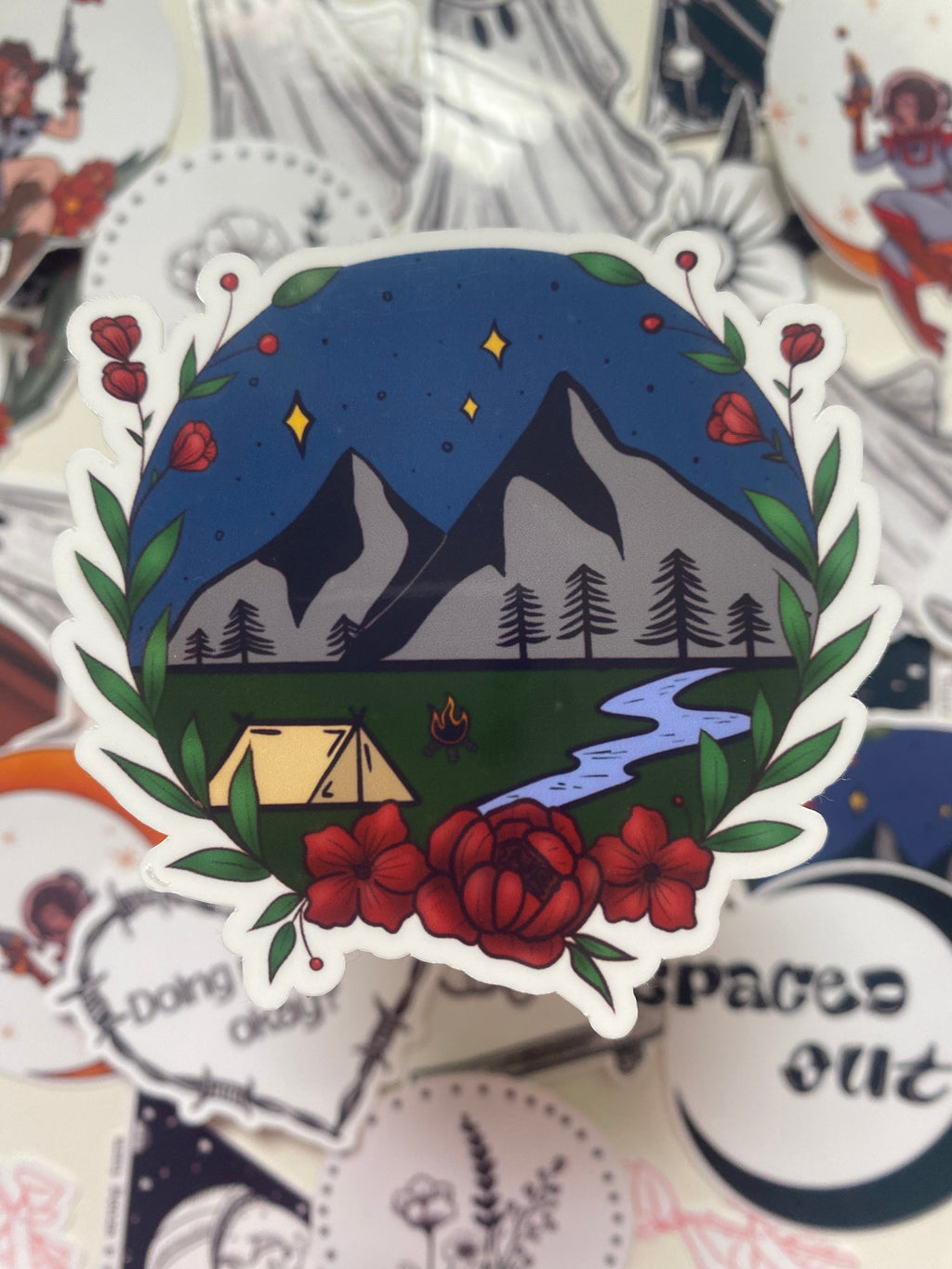 Camping Scene Sticker